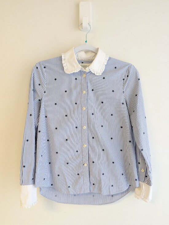 Kate Spade Broome Street Trinkle Star Stripe Button Down blouse Size XS - Picture 2 of 14